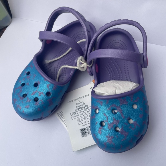 CROCS | Shoes | Nwt Rare Crocs Kids Karin Floral Clog Slip On Mary Jane ...